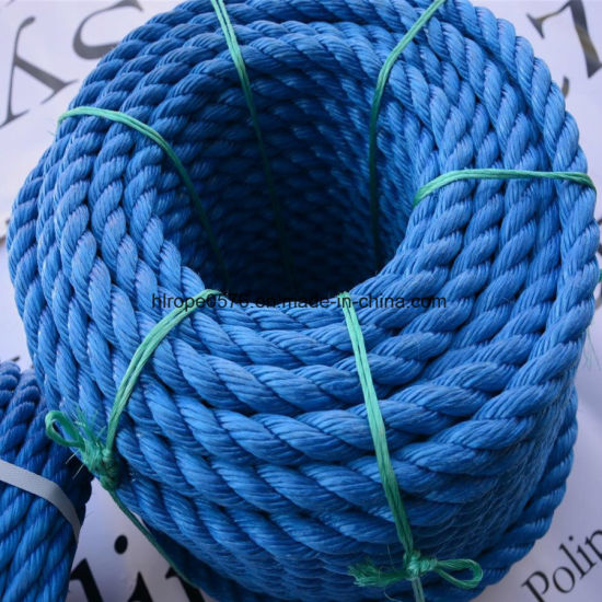 高质量的3股蓝色PP绳索，用于系泊和钓鱼